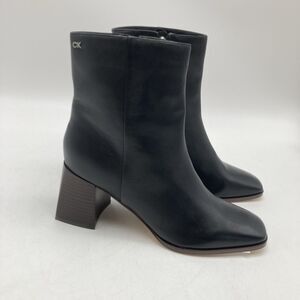 Calvin Klein Broma Mid Calf Boot Women's 8.5M Black Leather Heeled Side Zip